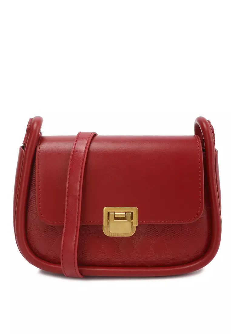 Faux Leather Sling Bag in Red