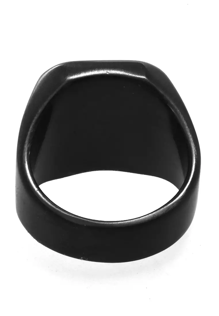 Daisy Aksesoris Pria Wanita Cincin Desain Kotak Material Titanium ORIGINAL - Black Doff