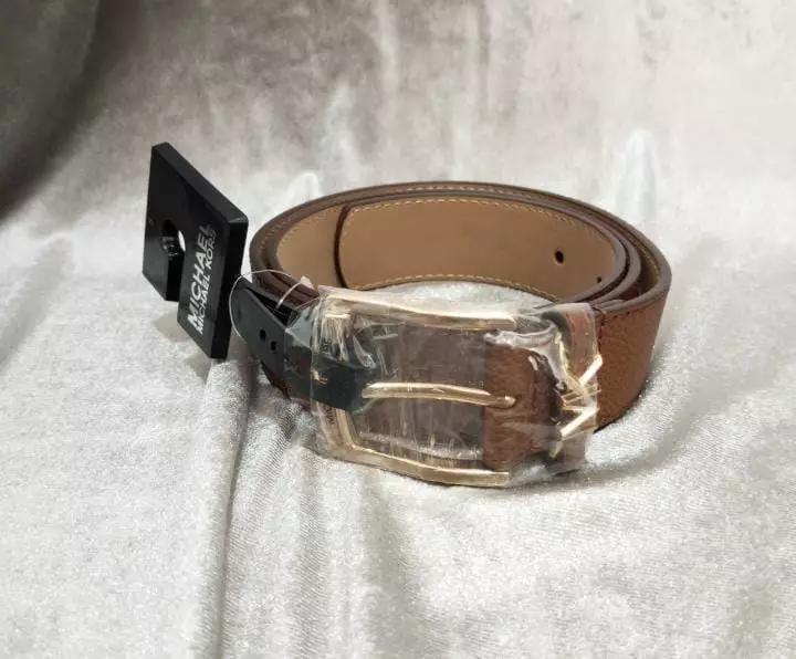 558912 Michael Kors Belt Logo MK Leather Brown Uk L