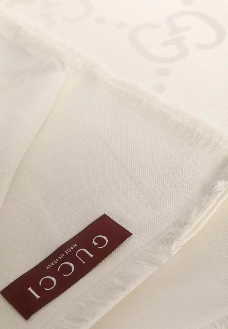 Gg Jacquard Silk Wool Shawl Scarf