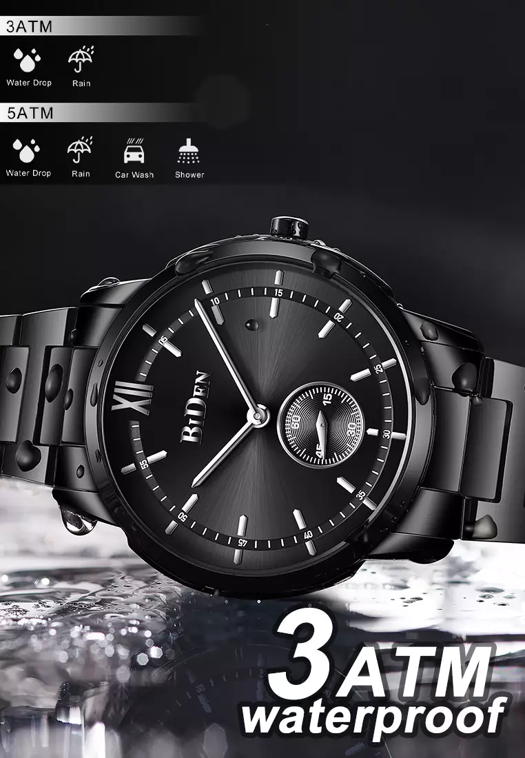 Jam Tangan Pria Bisnis Display Kuarsa Tahan Air Jam Pria Tali Stainless Steel