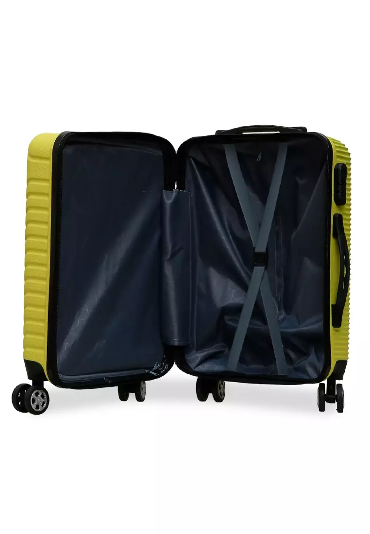 Carlton Koper Hardcase Unisex Size 20 Inch Uniqe Design Tas Travel Large Compartment Material ABS+PVC Coated ORIGINAL - Yellow