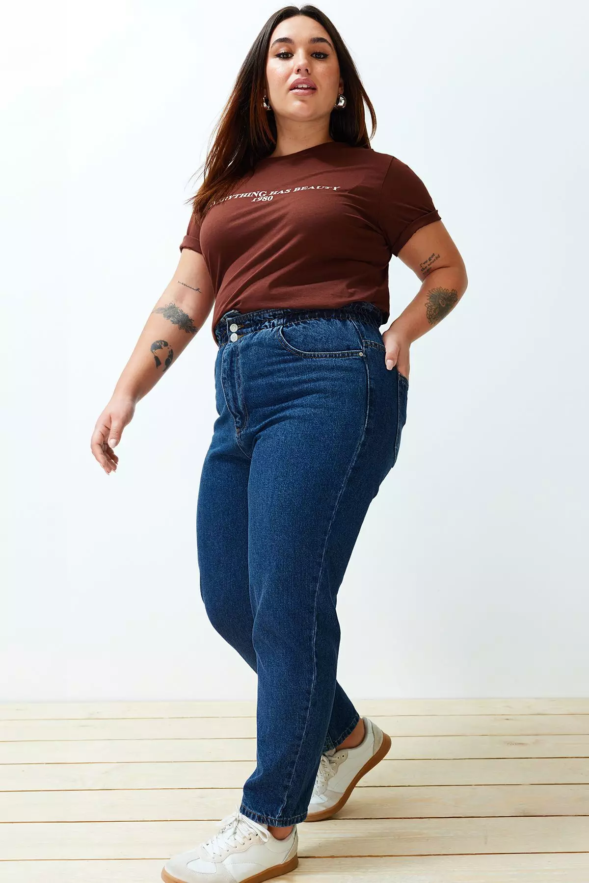 Plus Size High Elastic Waist Mom Jeans