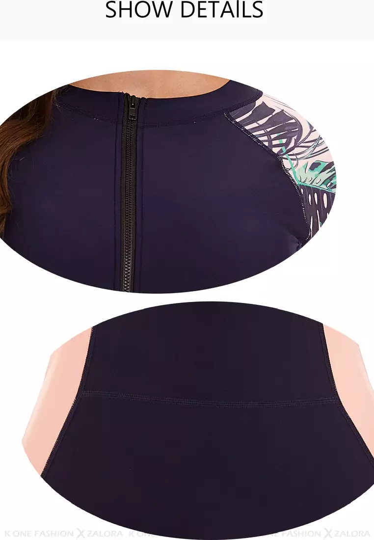 Surf Diver Printed Long Sleeve One Piece Swimsuit