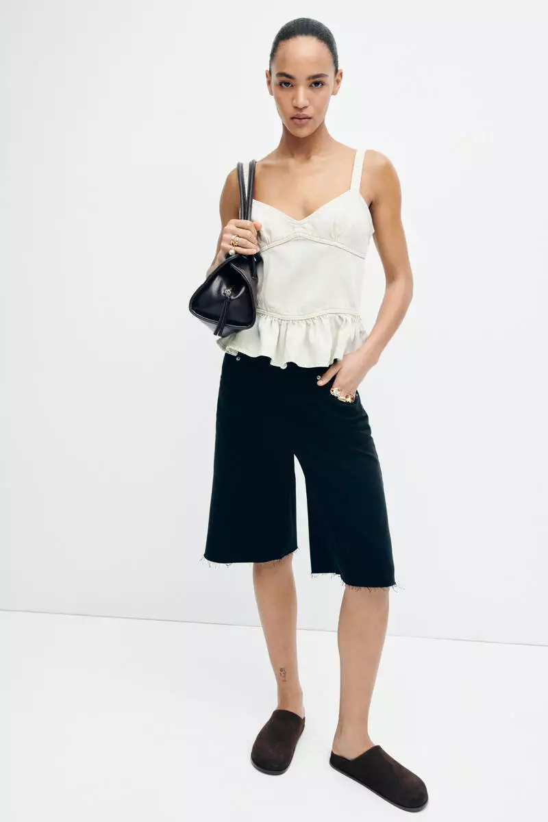 Denim peplum top