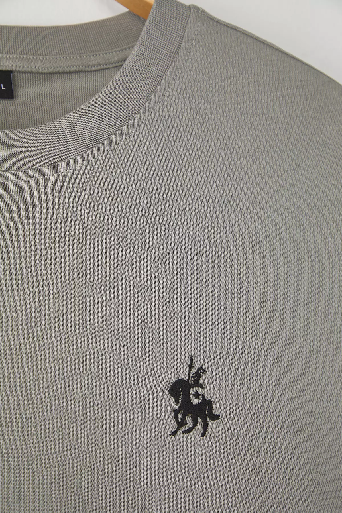 Gray Regular/Normal Cut Horse Embroidery Detail 100% Cotton T-Shirt Tmnss24Ts00056