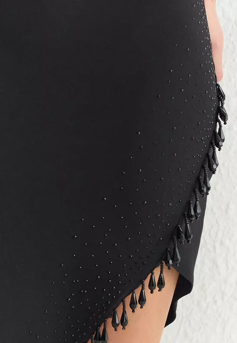 綴飾細節梭織連身裙