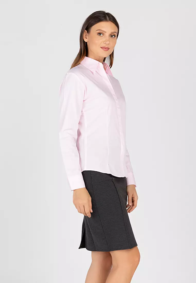 Della Long Sleeve Button Down Office Blouse