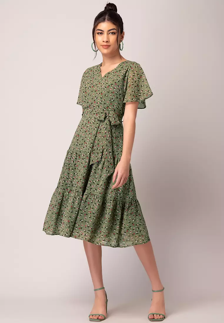 Plus Size Floral Lace Bowknot Embellished Layered Dress [35% OFF