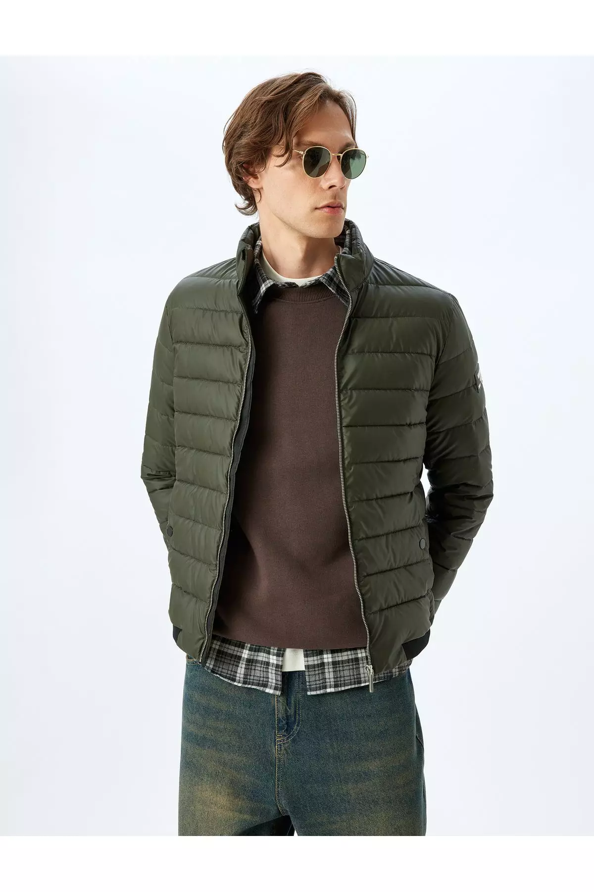 Latex Fabric Slim Fit Puffer Jacket