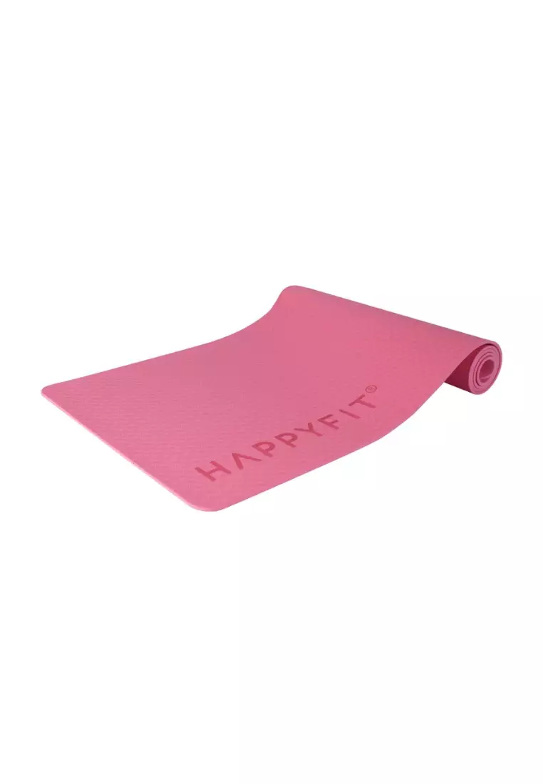 HAPPYFIT Yoga Mat Polos TPE 6mm Free Strap Watermelon Pink