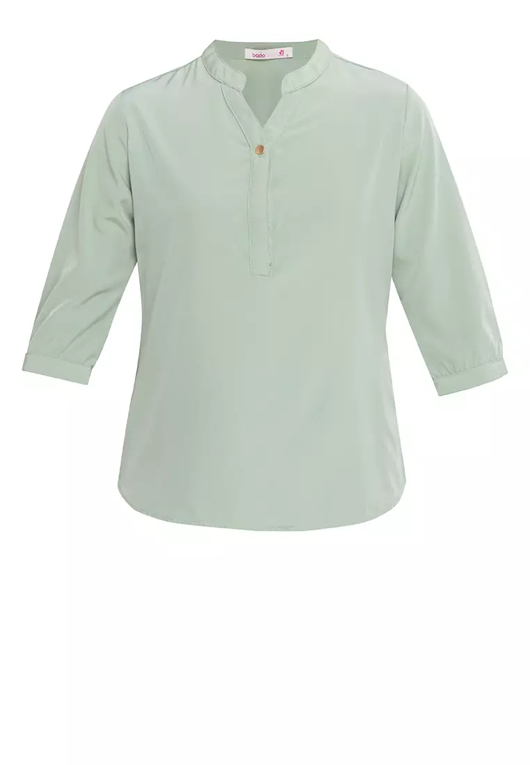 Lars Mandarin Collar 3/4 Sleeve Top