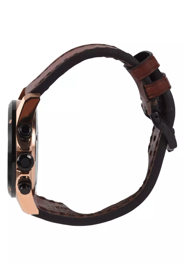 Alexandre Christie 6593 MCLBRBA - Jam Tangan Pria - Rosegold - Brown Leather Strap