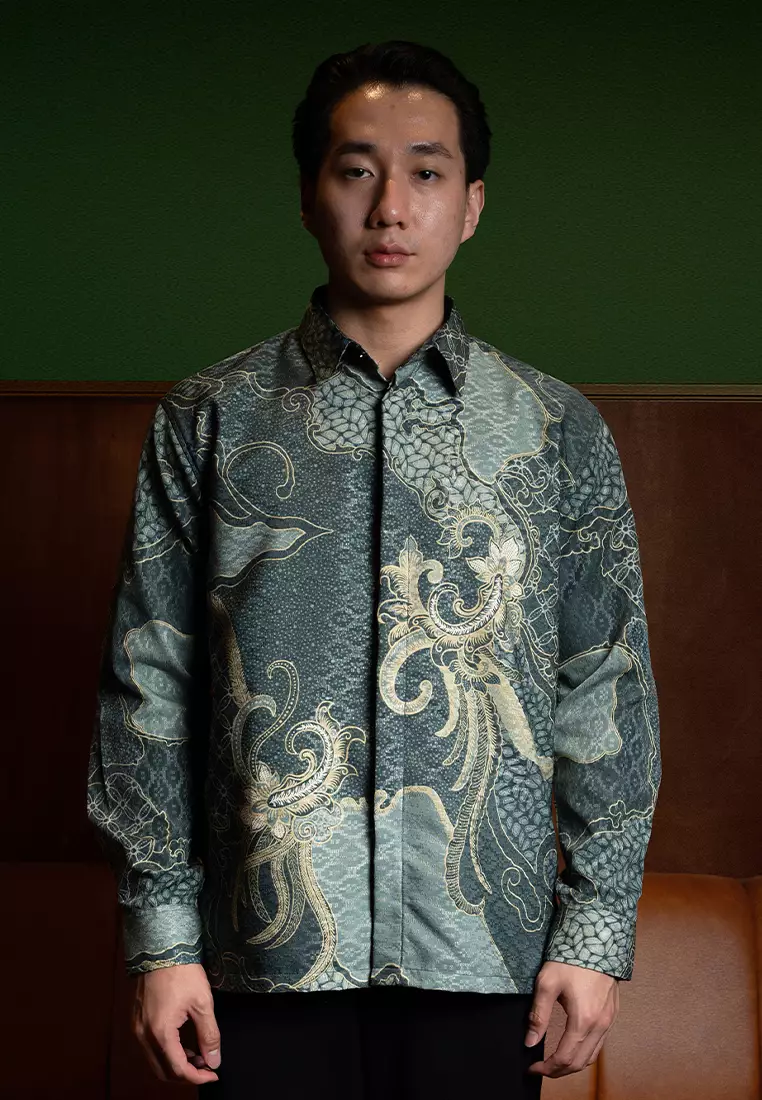 Enzy Batik Exclusive Kemeja Batik Pria Bameswara - Sage