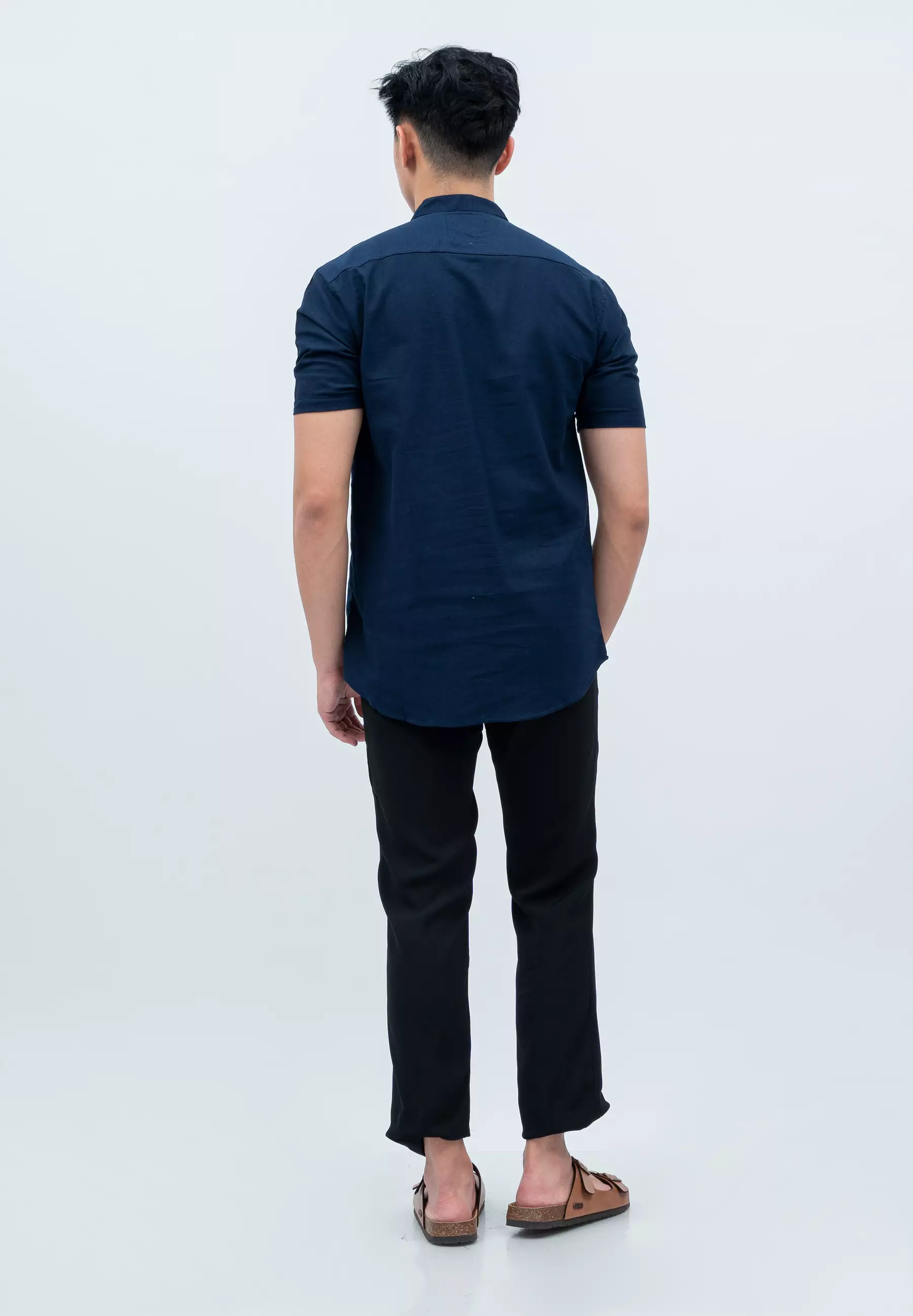 Houseofcuff Baju Koko Kemeja Lengan Pendek Pria Biru Navy