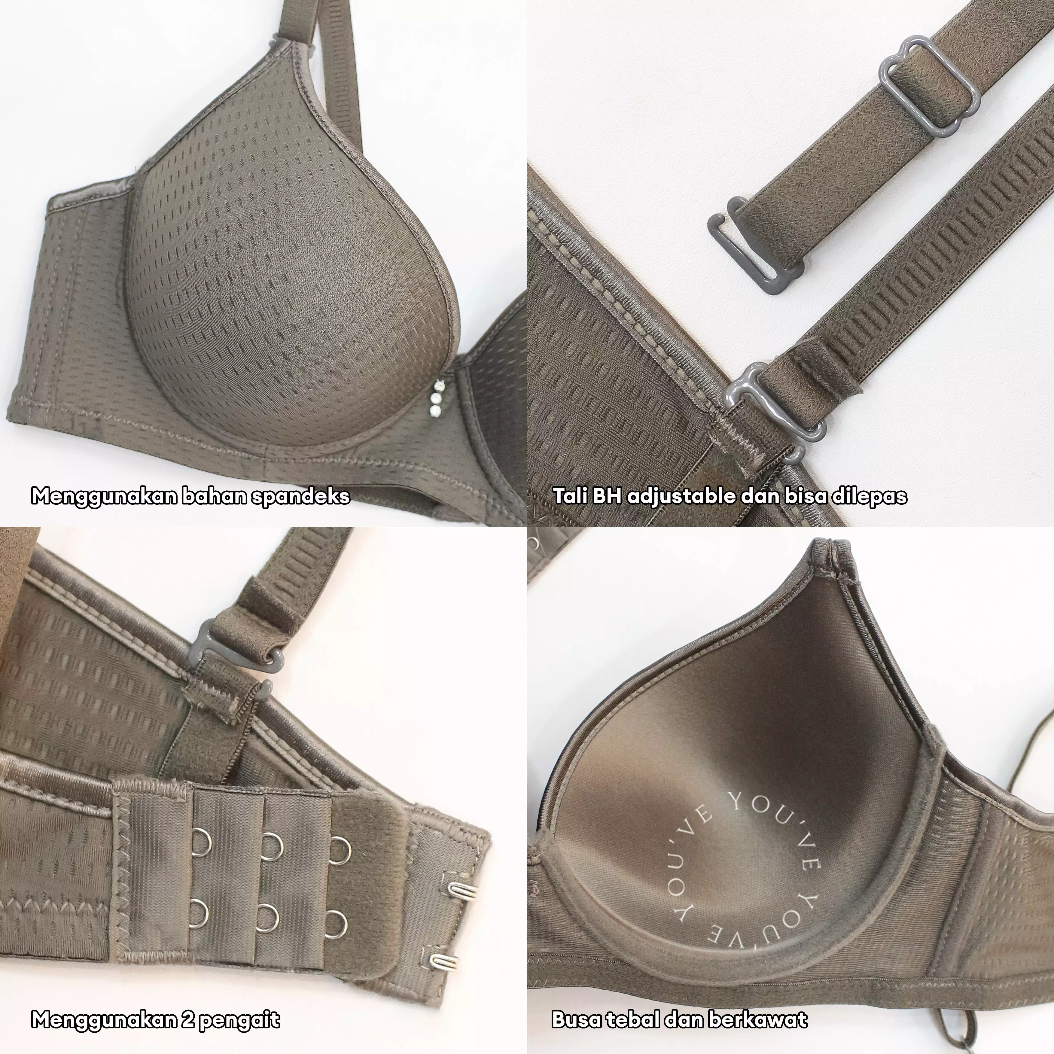 You’ve ( YouHave ) BH Bra Wanita Push Up Busa Sedang Comfort Kawat Kait 2 Bh Berpori Tali Bisa Dilepas Beha Polos 100192