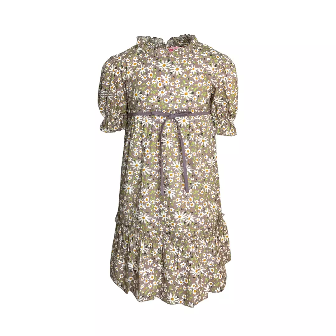 Pingu Long Dress Anak Perempuan Printing Flower Cokelat 91000329