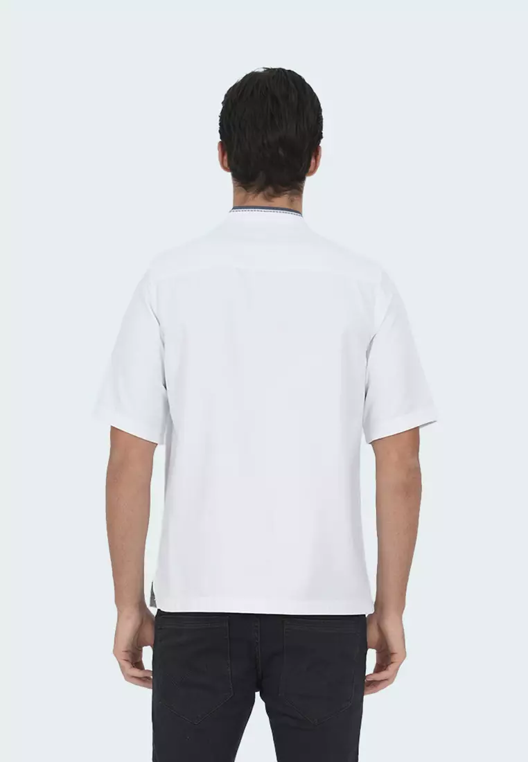 LGS - Baju Koko - Kemeja Casual Pria Regular Fit - Katun - Lengan Pendek - Putih - CSH.283.S2063K.436.C