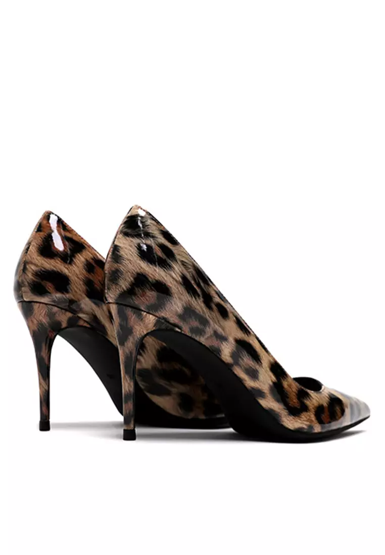 8CM Leopard Patent Pointed High Heel Shoes HZL180