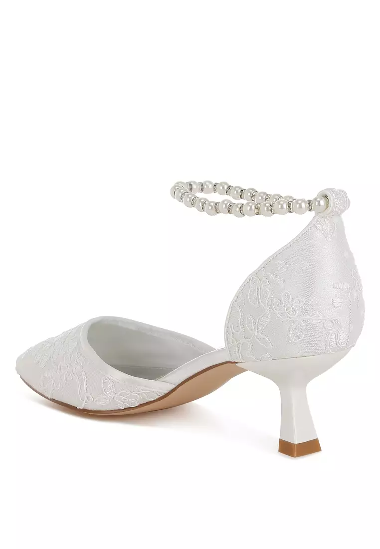 Buy Rag CO Lace Kitten Heel Sandals in White 2025 Online