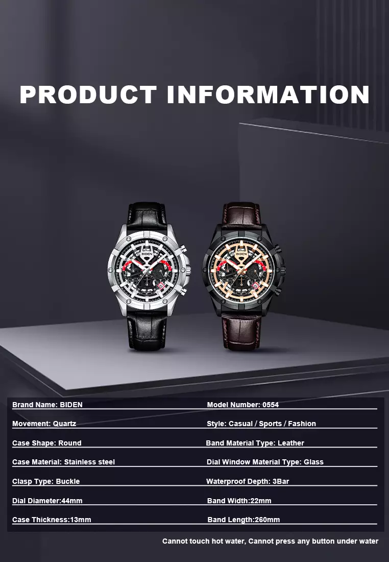 Jam Tangan Pria Original Kalender Sports Anti Air Tali Kulit Jam Tangan Cowok Brown black