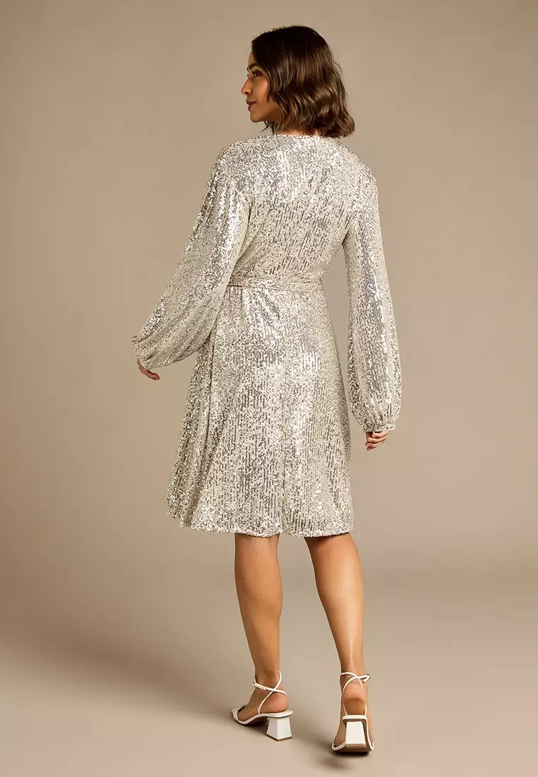 Kitty Silver Sequin Ankle Length Dress