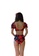 PINK N' PROPER black TROPICAL OPULENCE Flamenco Puff Sleeve High Waist Bikini Set in Black / Red B9840US27856F8GS_3