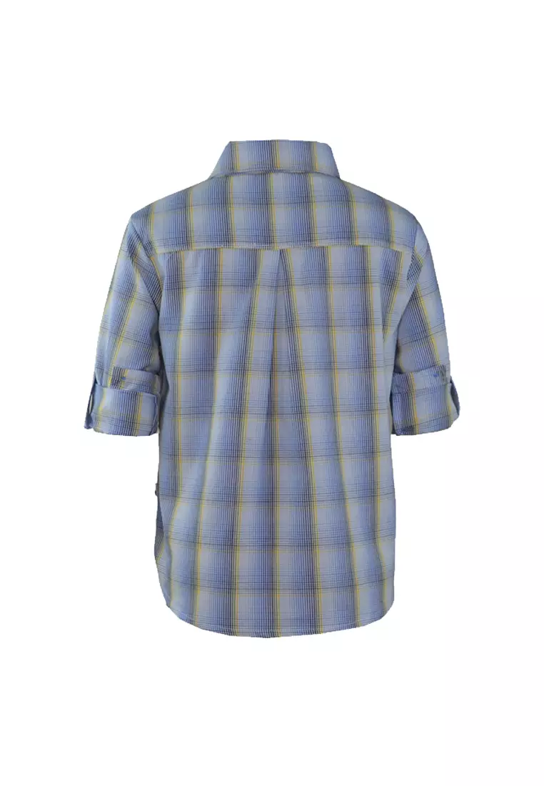 Felix Multi checkered Blue Long Sleeve Polo