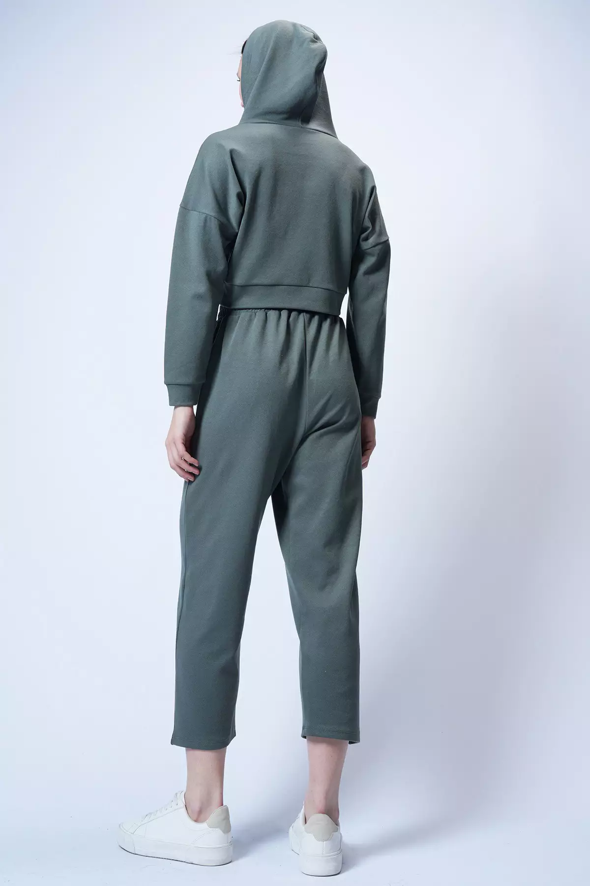 Walnut Green Double Breasted Collar Hooded Modal Suit - Alc-X13268