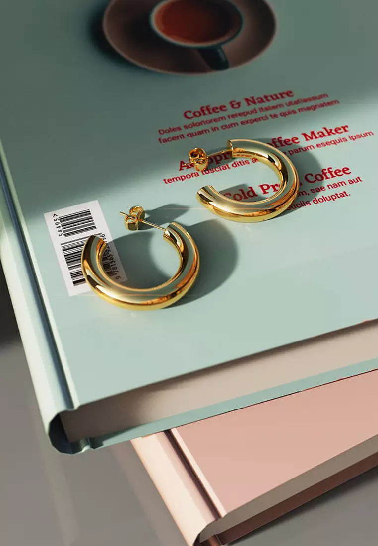 Creole C-Hoop Gold Layered Earrings 20mm