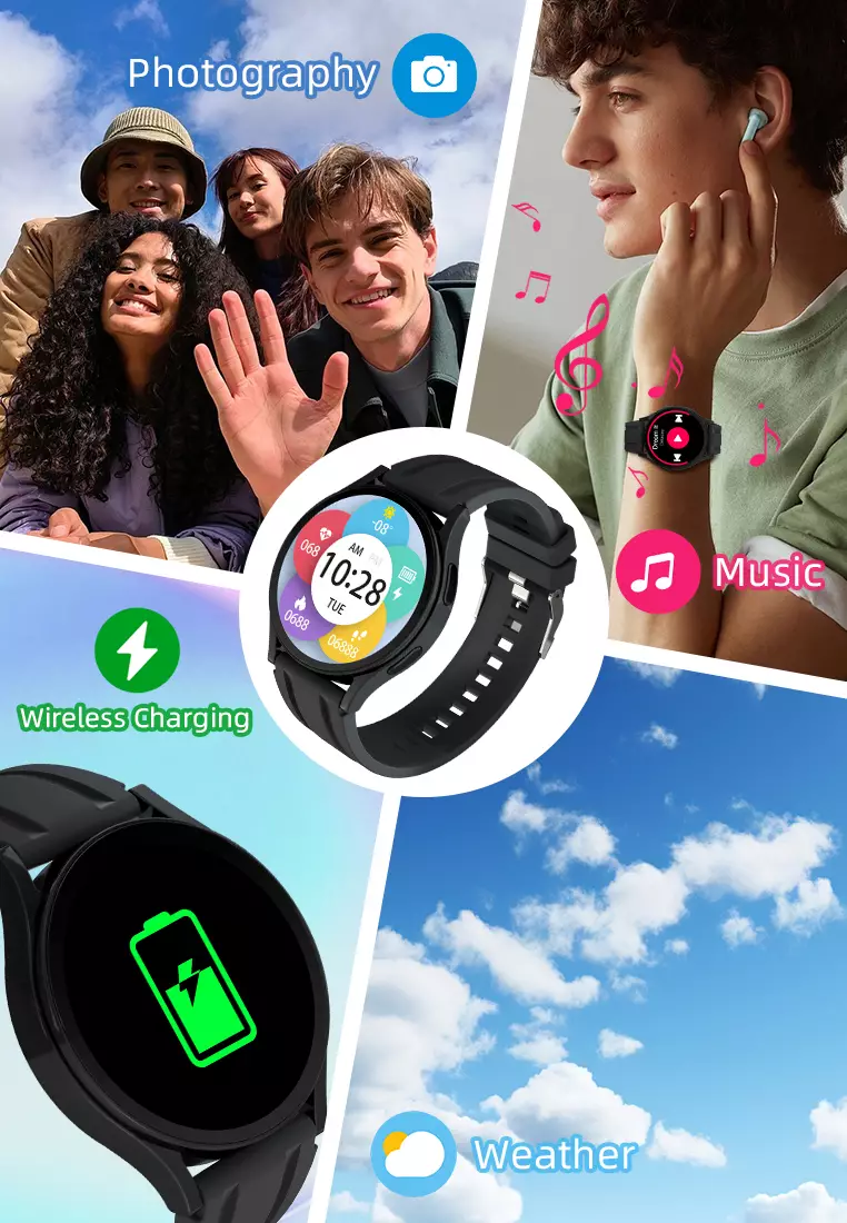 Smart Watch Pria Multiple sports mode Intelligent heart rate monitoring Jam Pintar allblack