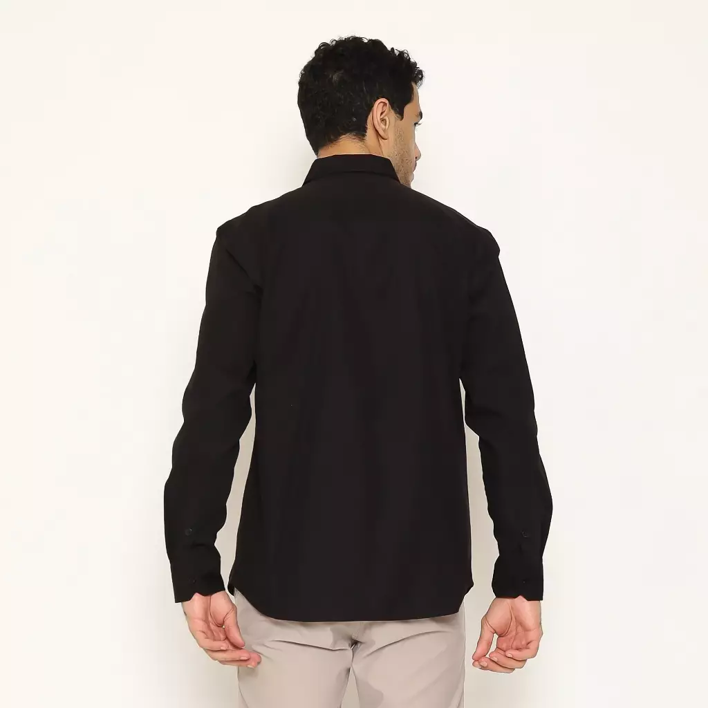 AMK Kemeja Basic Pria Lengan Panjang SHS GINJIRO L/S Black