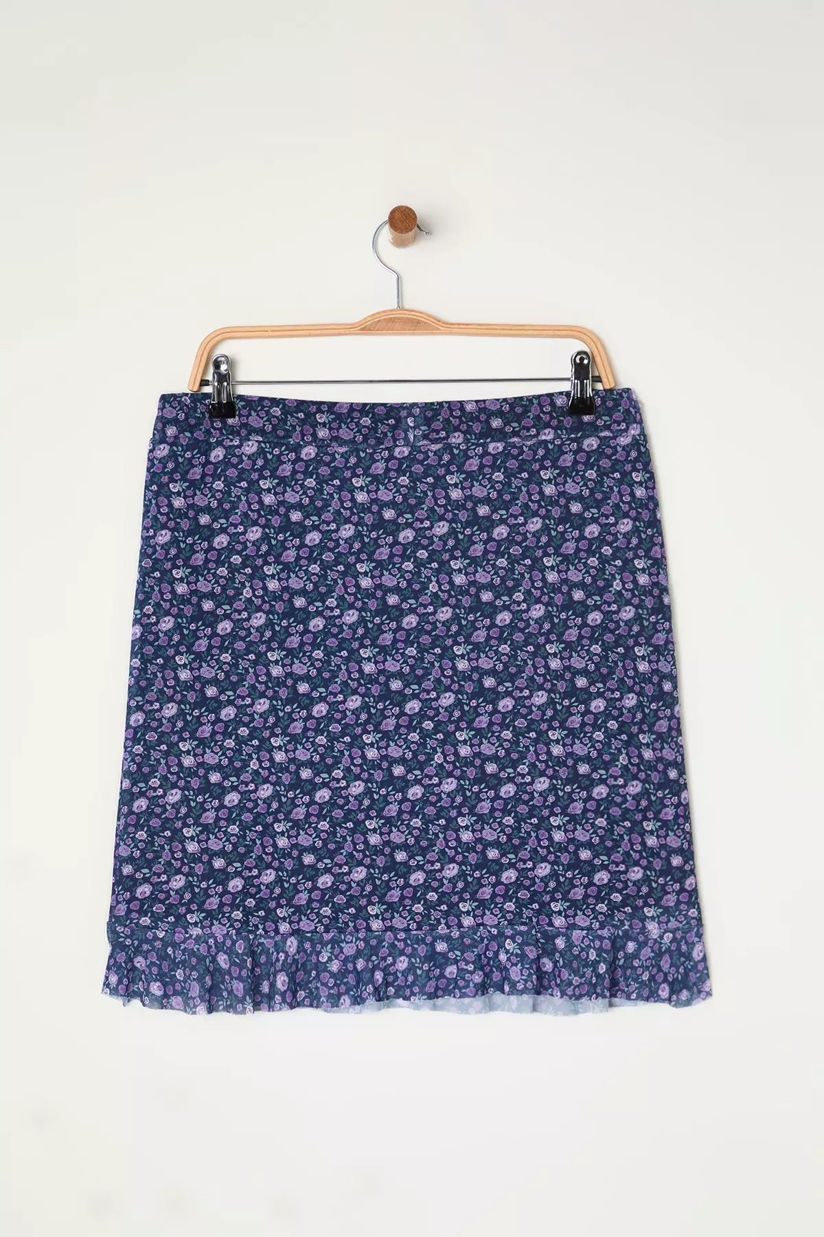 Frilled Mini Tulle Knit Plus Size Skirt