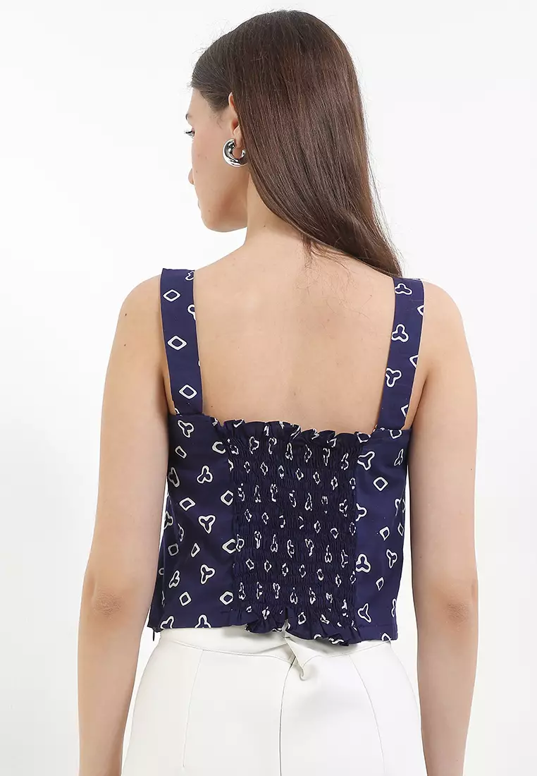 Sleeveless Inner Top Atasan Wanita Basic Jumputan Navy
