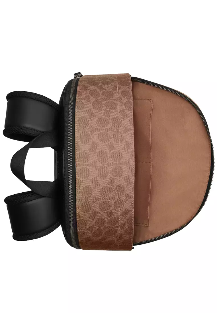 West Backpack Bag In Blocked Signature Canvas in Sand/ Tan CAB59