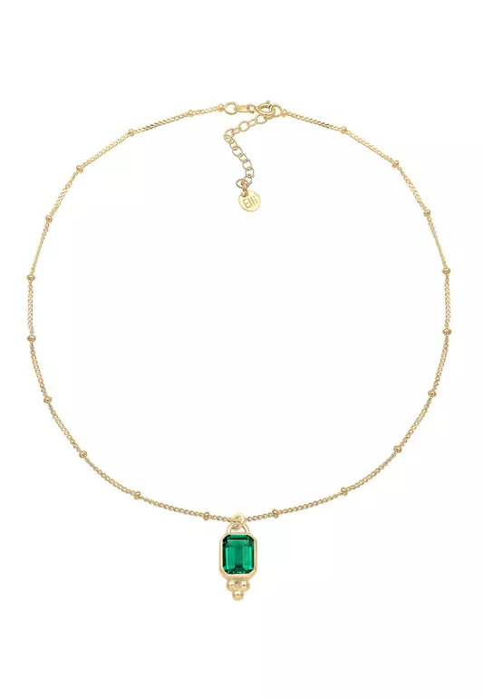 Necklace Choker Ball Chain Quartz Gemstone Gold Plated