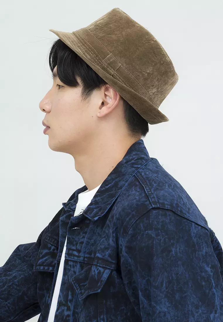 Topi fedora cowboy hat fedora corduroy brown houseofcuff