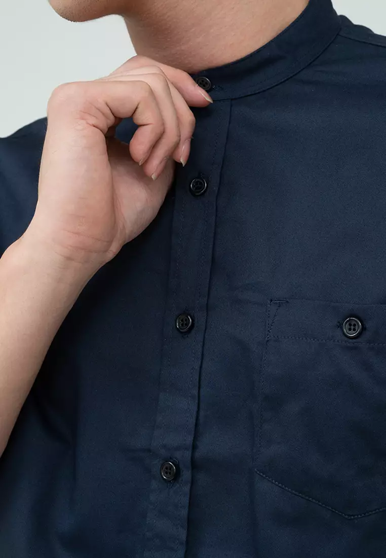 Houseofcuff Baju Koko Kemeja Lengan Pendek Pria Navy