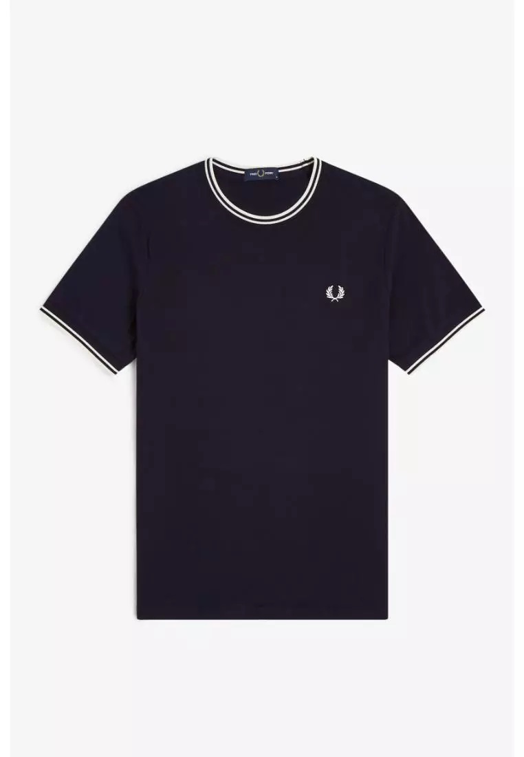 Fred Perry M1588 Twin Tipped T-Shirt (Navy / White / White)