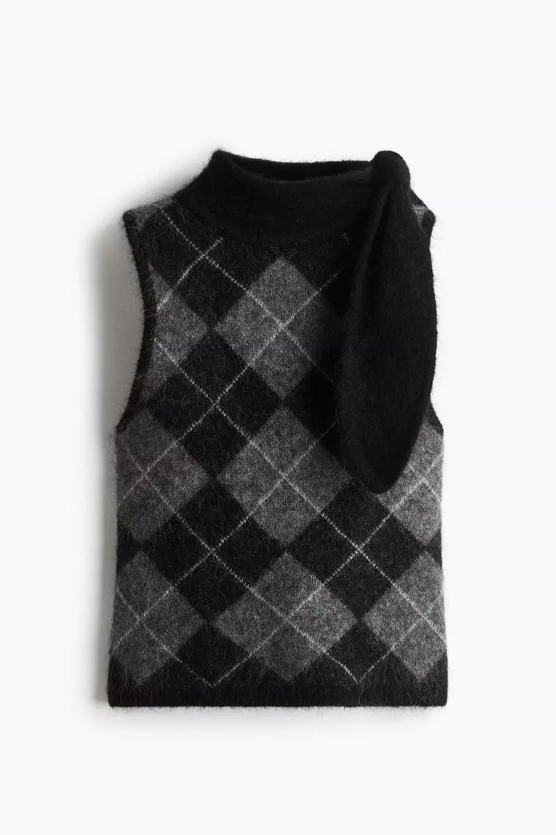 Mohair-blend scarf-collar top