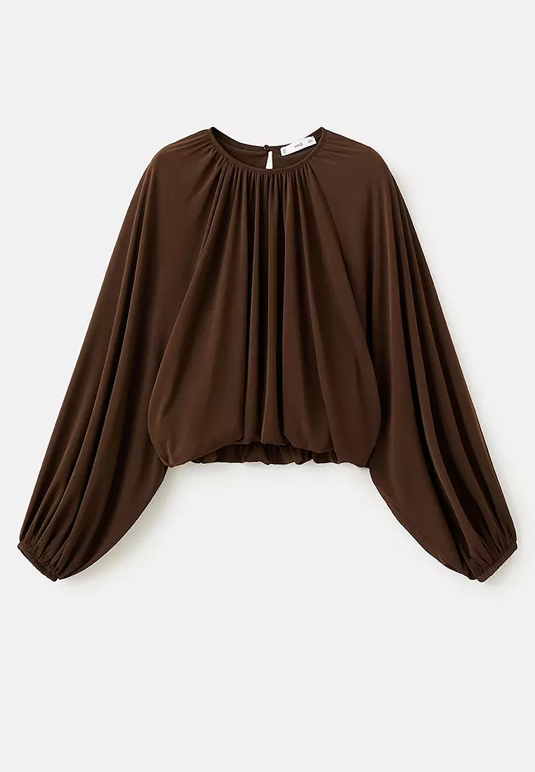 Gathered Blouse With Round Neckline