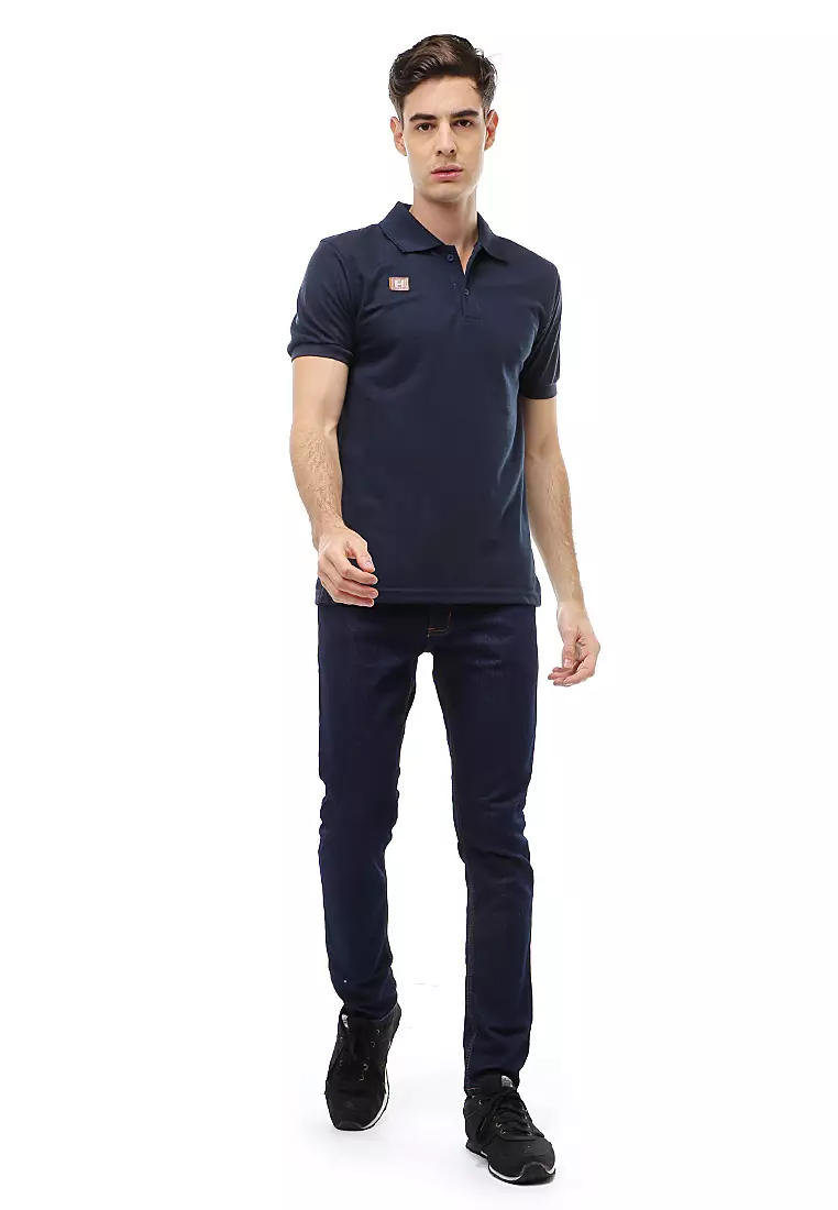 Jack Atasan Formal Pria T-Shirt Kaos Polo Polos Lengan Pendek Material Cotton ORIGINAL - Navy