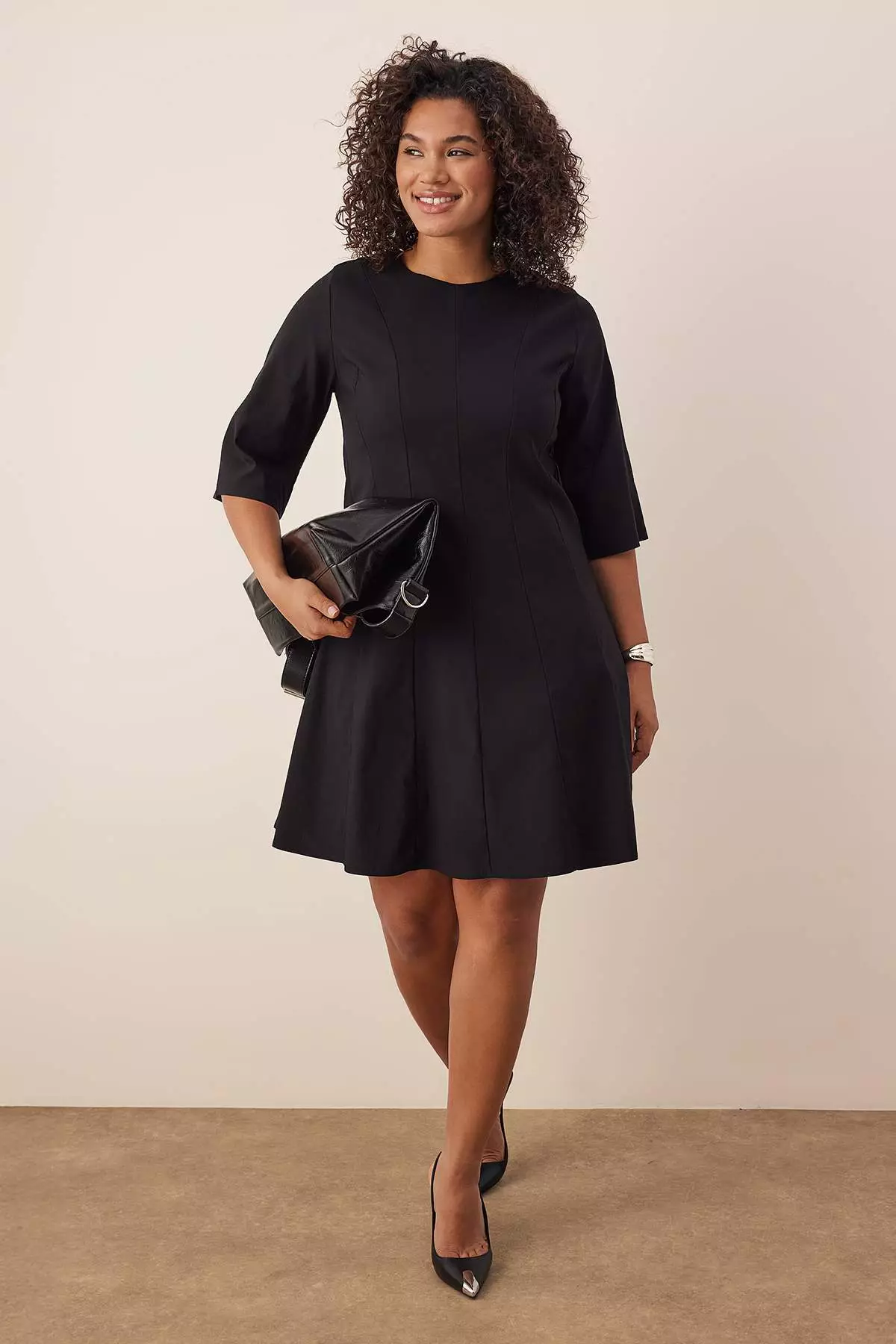 Buy Trendyol Black Three Quarter Sleeve Godeli Mini Woven Plus Size Dress  Tbbaw26Ah00074 Online | ZALORA Malaysia