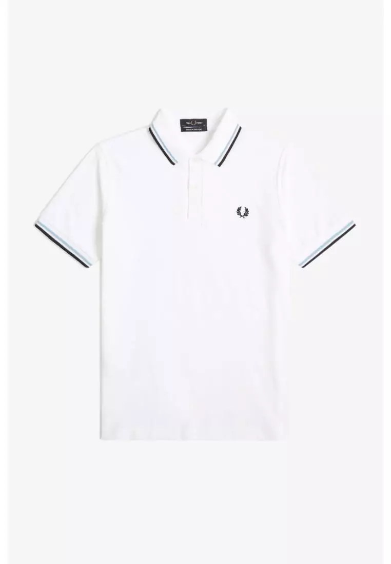 Fred Perry M12 Twin Tipped Fred Perry Shirt (White / Ice / Navy)