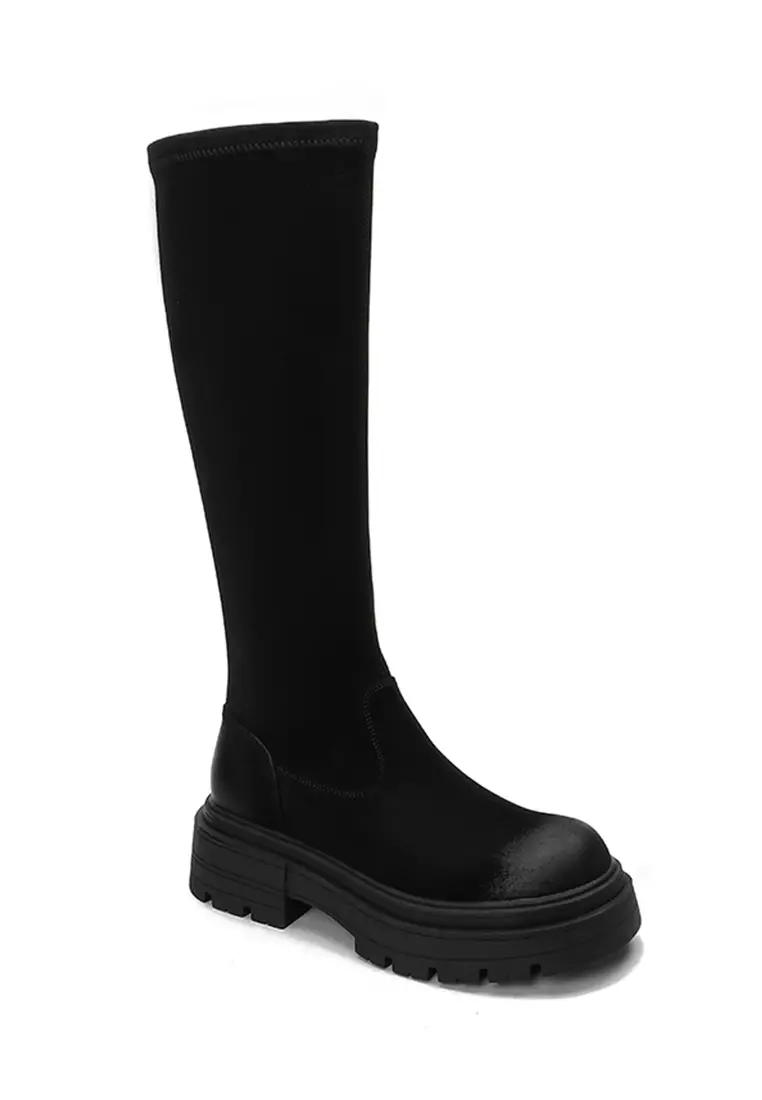 Elastic Suede Fabric Riding Boots TE9021-2