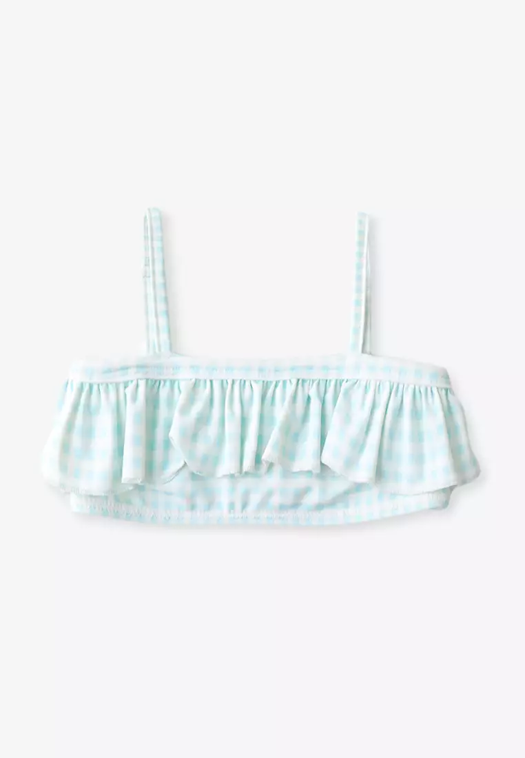 Girls Gingham Ruffled Bikini Top