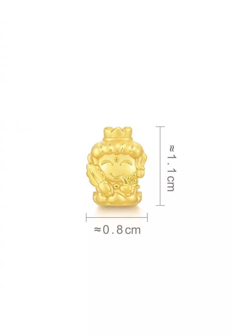 999 24K Solid Gold Zodiac Guardian Buddha Mini Charm Blessing and Men (For Chinese Zodiac: Ox and Tiger) 93628C (Bracelet not included)