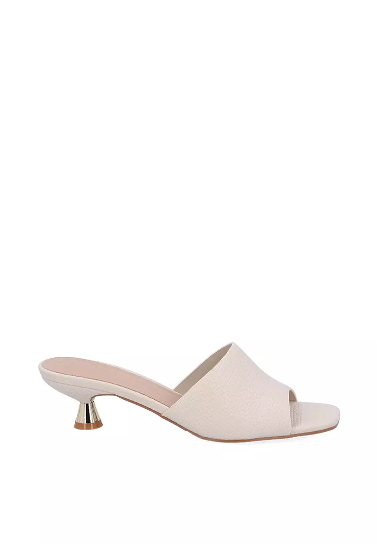 Beige Eona Spool-Heeled Sandals