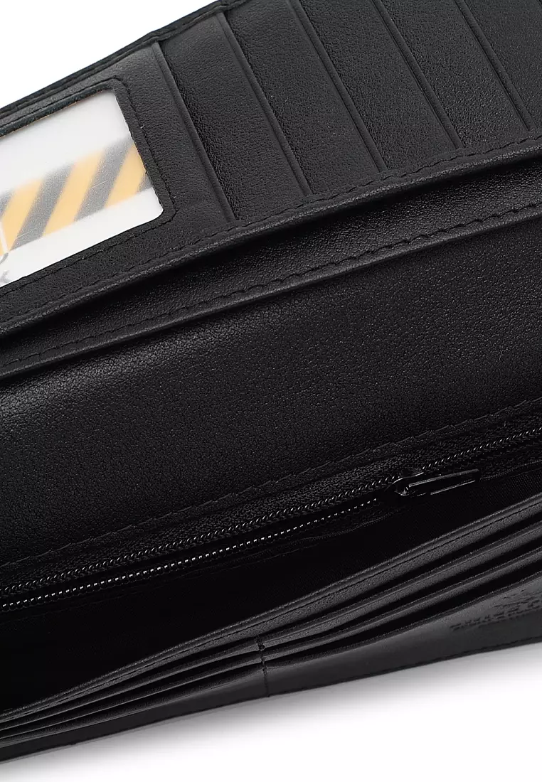 Men's Genuine Leather RFID Blocking Fortune Long Wallet - Black
