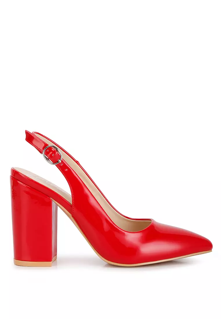 Discount on London Rag  shoes - SKU: Red Slingback High Block Sandals